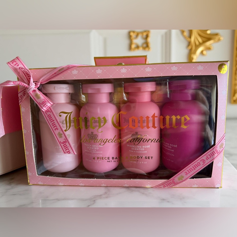 Juicy Couture NWT Luxurious 4 Pc Fragrant Bath & Body Set Pink Bath Set (JC24)